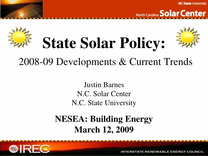 state solar policy 2008 09 developments current trends