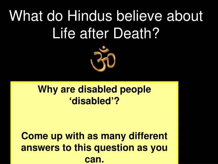 what do hindus believe about life after death