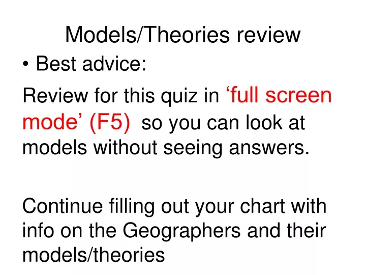 models theories review
