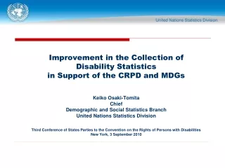 Improvement in the Collection of  Disability Statistics  in Support of the CRPD and MDGs