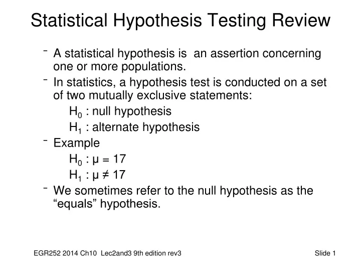 statistical hypothesis testing review