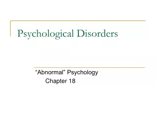 Psychological Disorders