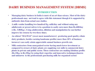 DAIRY BUSINESS MANAGEMENT SYSTEM {DBMS}