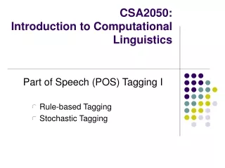 CSA2050: Introduction to Computational Linguistics