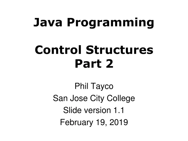 java programming control structures part 2
