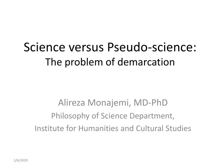 science versus pseudo science the problem of demarcation