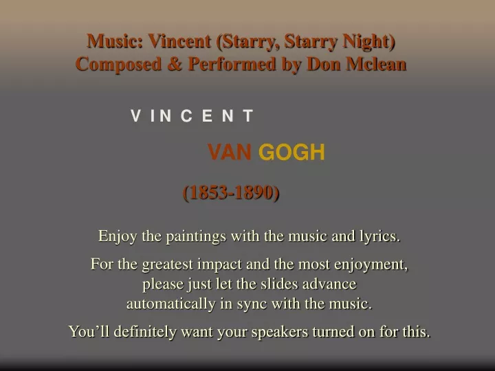 music vincent starry starry night composed