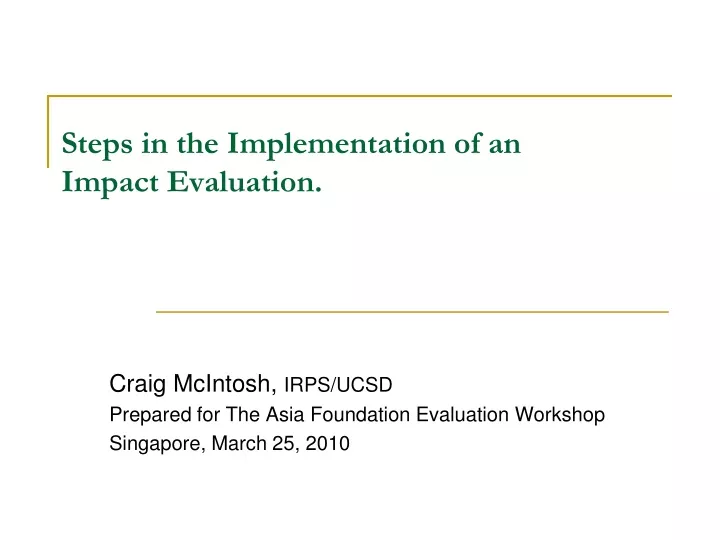 steps in the implementation of an impact evaluation