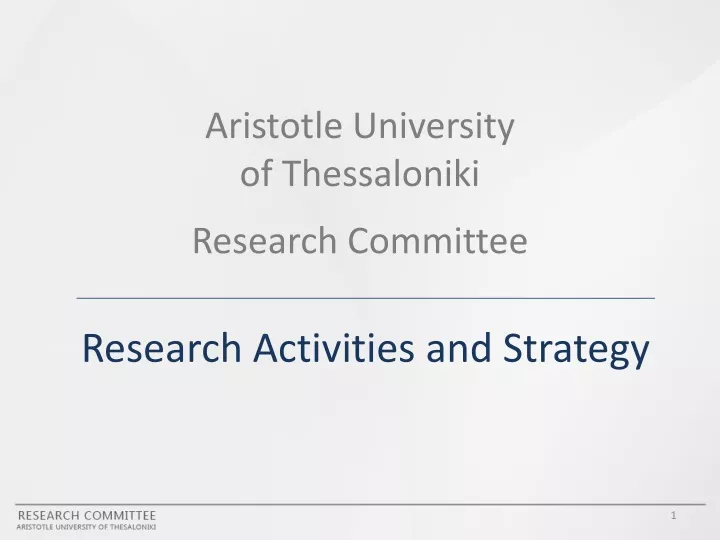 aristotle university of thessaloniki research committee