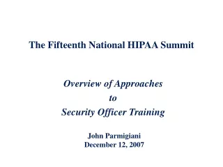The Fifteenth National HIPAA Summit