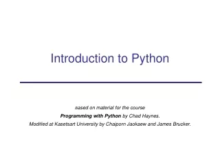 Introduction to Python