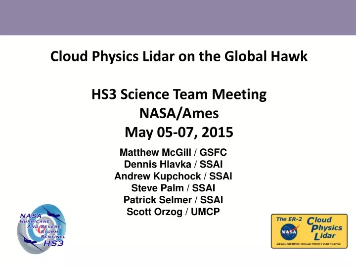 cloud physics lidar on the global hawk