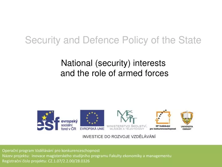 security and defence policy of the state national