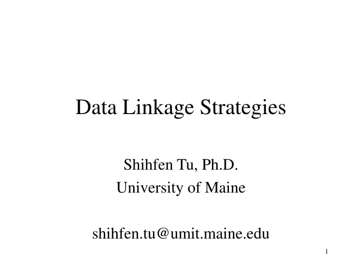 data linkage strategies