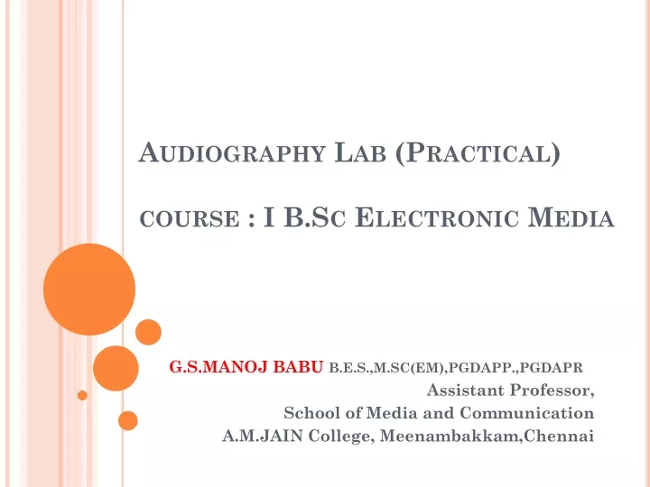 audiography lab practical course i b sc electronic media