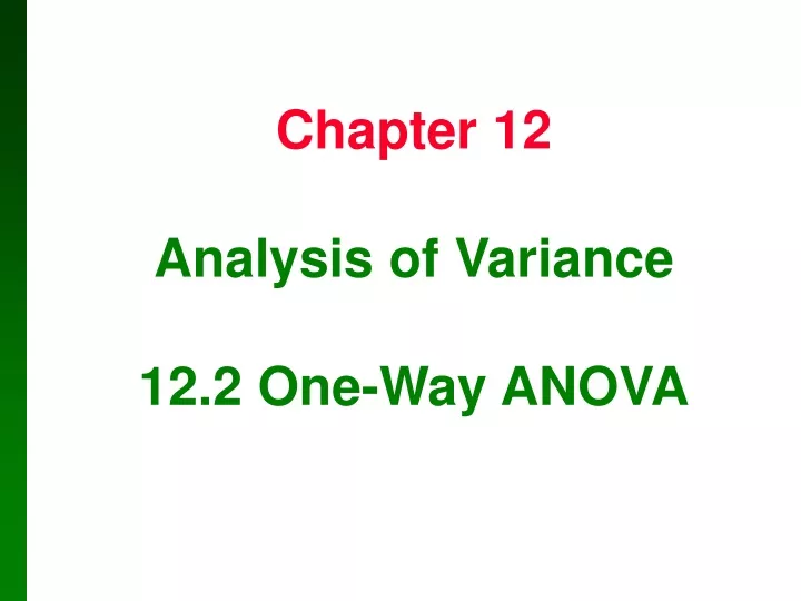 chapter 12 analysis of variance 12 2 one way anova