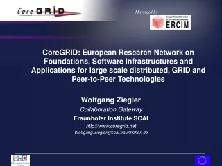 Wolfgang Ziegler Collaboration Gateway Fraunhofer Institute SCAI coregrid