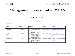 Management Enhancement for WLAN