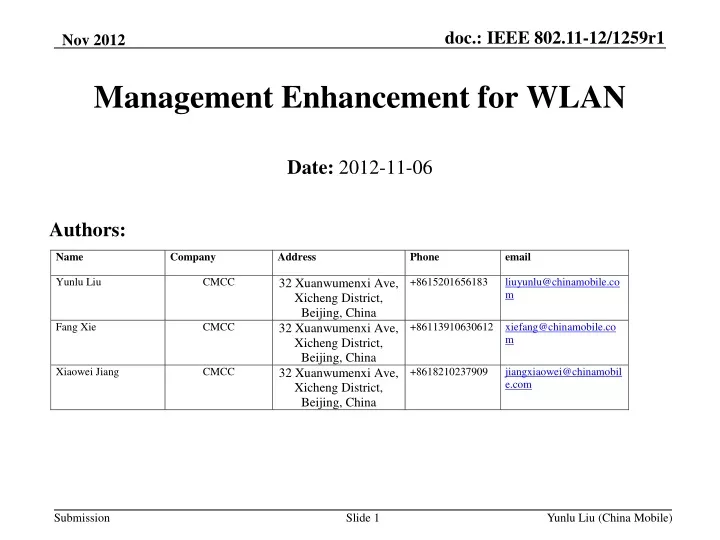 management enhancement for wlan