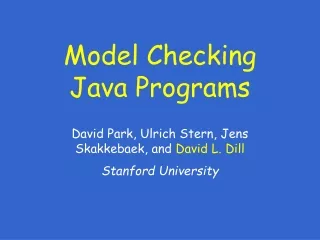 Model Checking  Java Programs