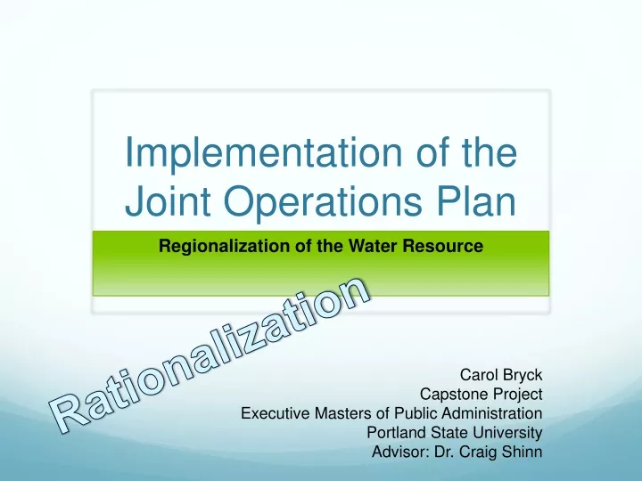 implementation of the joint operations plan