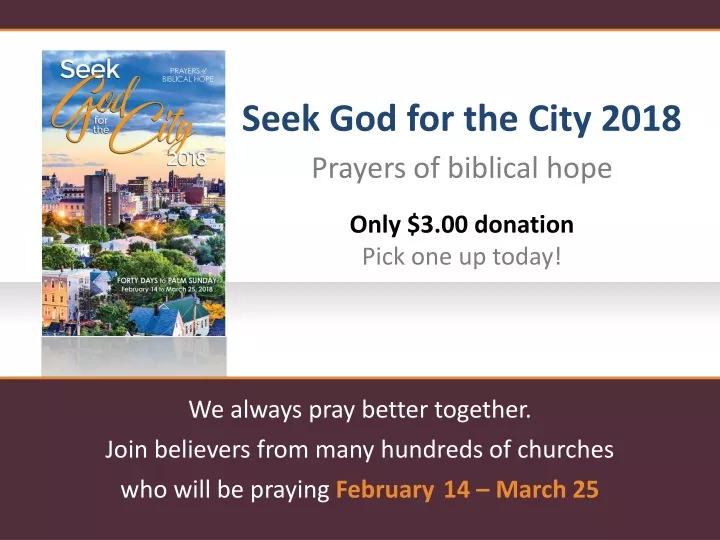 seek god for the city 2018 prayers of biblical