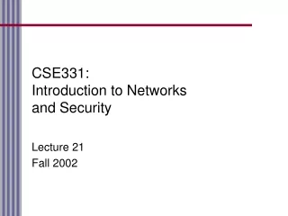 CSE331: Introduction to Networks and Security