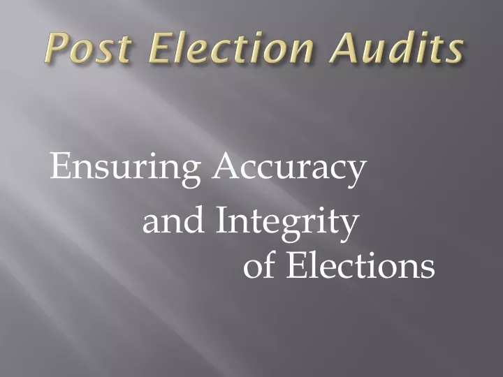post election audits