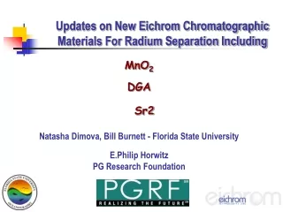 Updates on New Eichrom Chromatographic Materials For Radium Separation Including