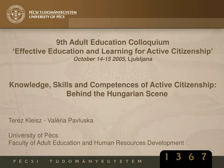 9th adult education colloquium effective