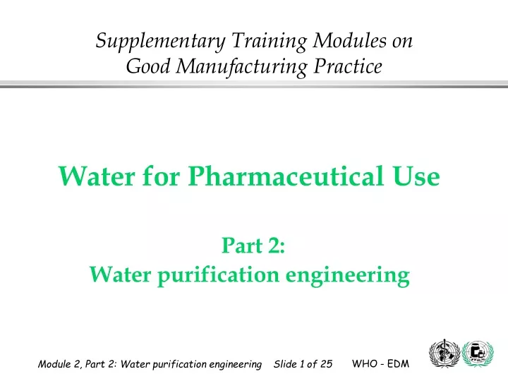 water for pharmaceutical use part 2 water purification engineering