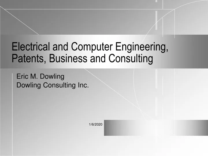 electrical and computer engineering patents business and consulting