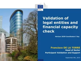 V alidation of legal entities and financial capacity check