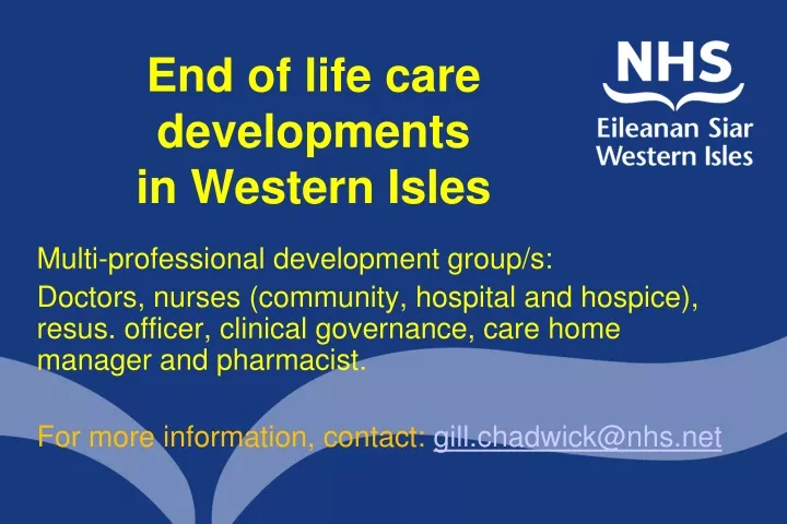 end of life care developments in western isles