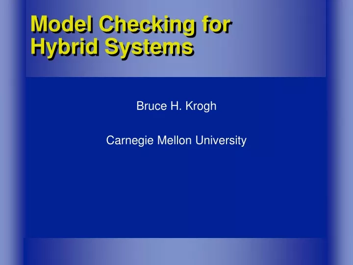 model checking for hybrid systems