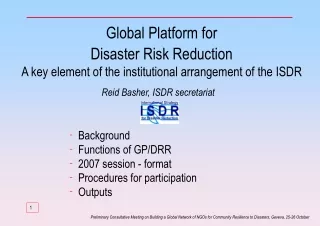 Background  Functions of GP/DRR  2007 session - format Procedures for participation  Outputs