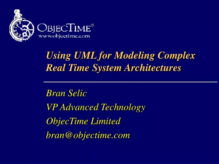 using uml for modeling complex real time system architectures