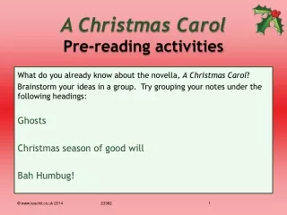 A Christmas Carol Pre-reading activities