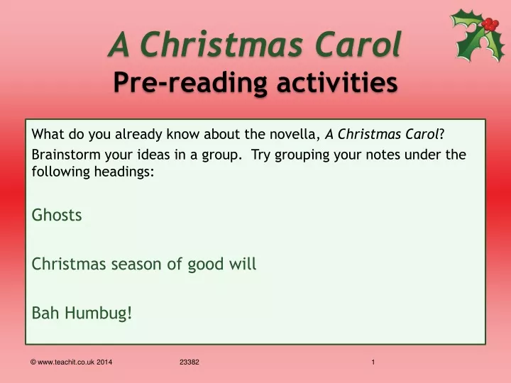 a christmas carol pre reading activities