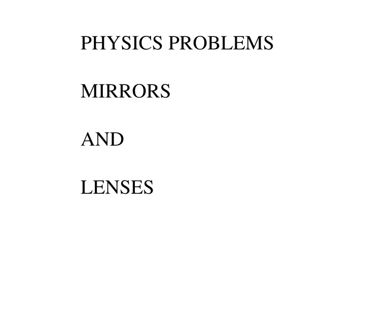 physics problems mirrors and lenses