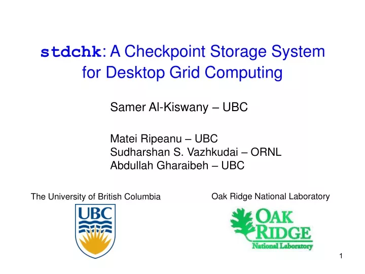 stdchk a checkpoint storage system for desktop
