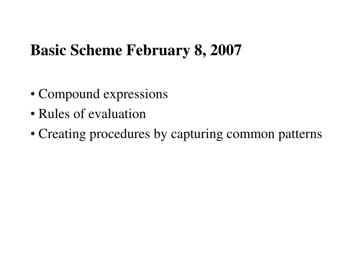 basic scheme february 8 2007