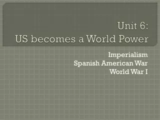 Unit 6: US becomes a World Power