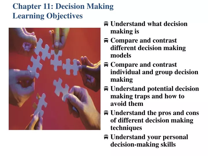 chapter 11 decision making learning objectives