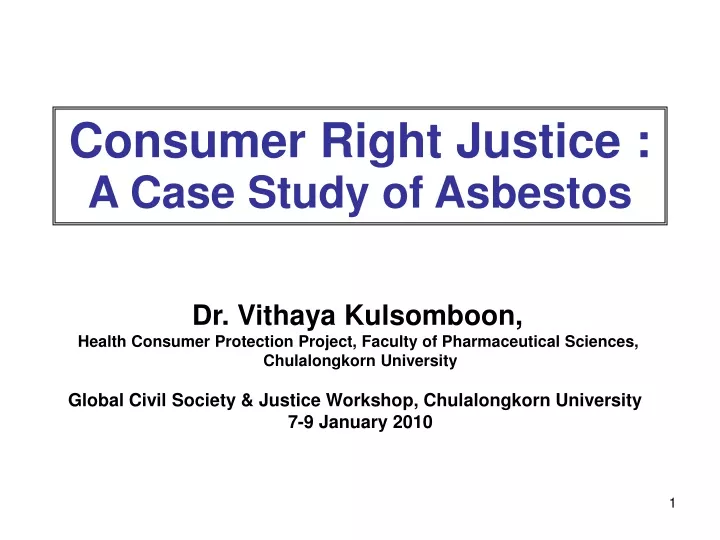 consumer right justice a case study of asbestos