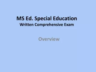 MS Ed. Special Education Written Comprehensive Exam