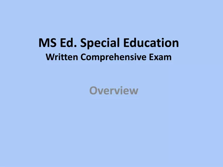 ms ed special education written comprehensive exam