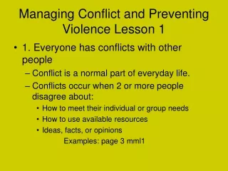 Managing Conflict and Preventing Violence Lesson 1