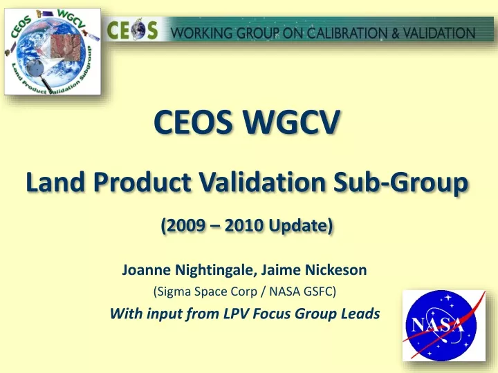 ceos wgcv land product validation sub group 2009 2010 update