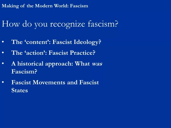 making of the modern world fascism